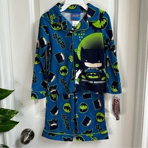 NWT Justice League Batman Kids Pajamas Set - Blue and Green Flannel Sz 4T